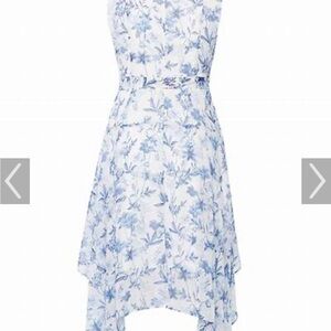 Calvin Klein 20W Floral Blue and White Dress